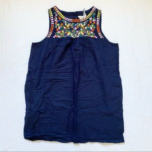 J. Crew factory NWT navy colorful embroidery dress size 12